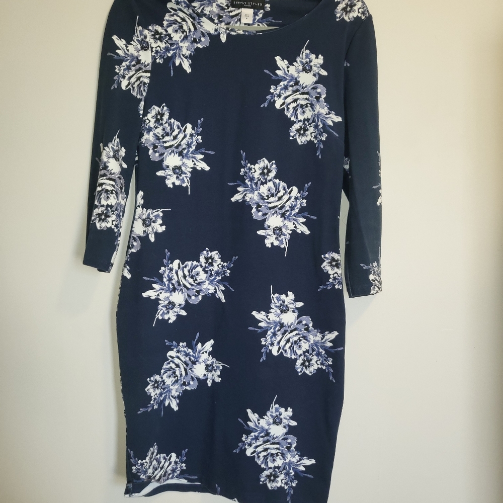 Floral Blue Body Con Dress